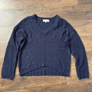 Pink Rose Deep Blue V-Neck Sweater